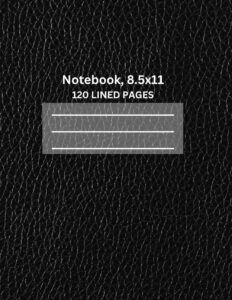 Composition Notebook, 120 page, 8.5x11 inch: Black Leather Cover Design
