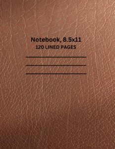Composition Notebook, 120 page, 8.5x11 inch: Brown Leather Cover Design