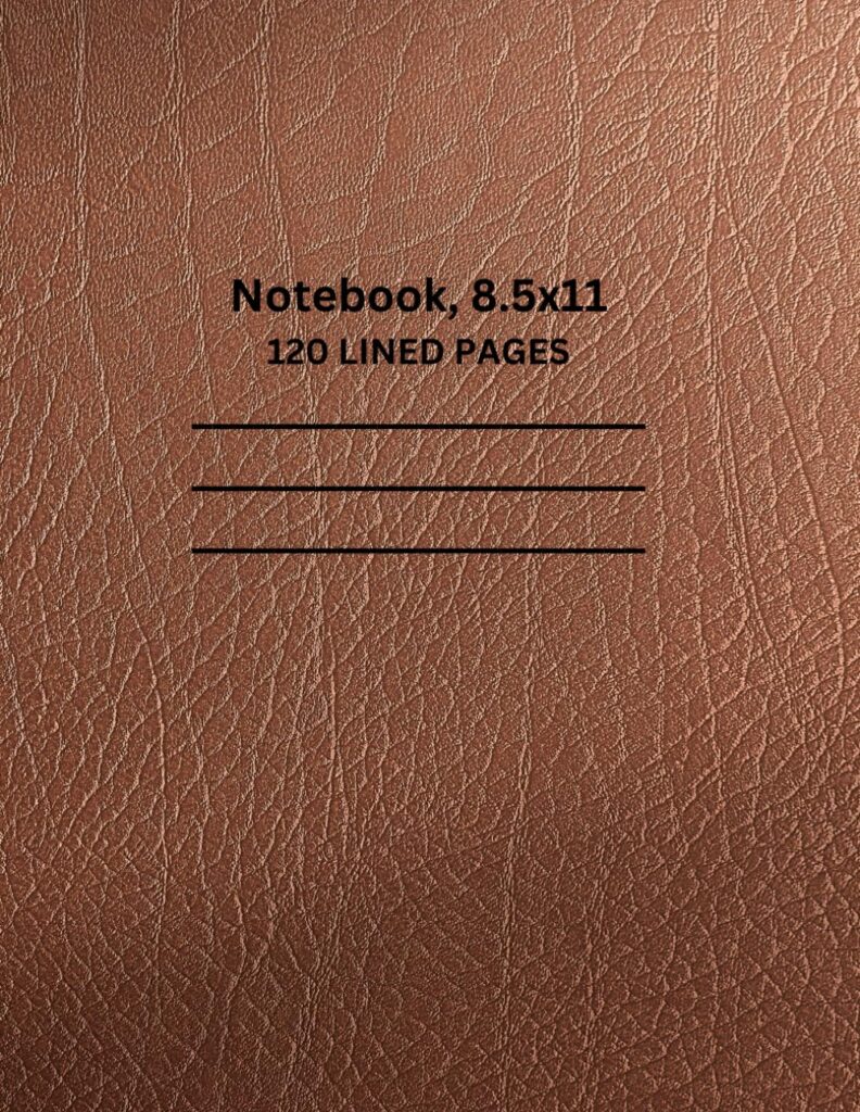Composition Notebook, 120 page, 8.5x11 inch: Brown Leather Cover Design